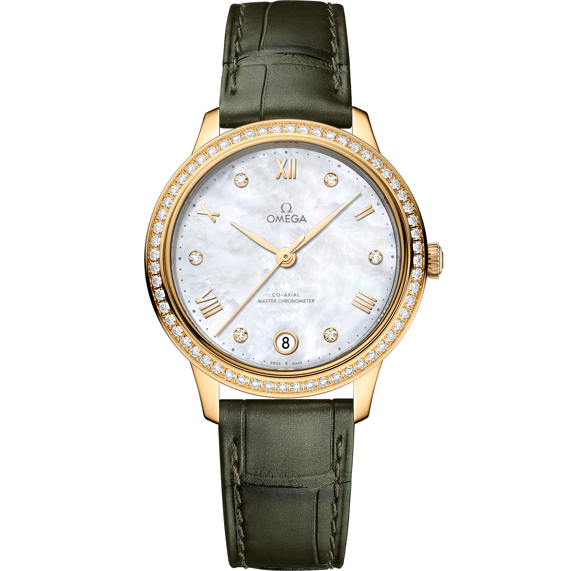 Omega DE VILLE PRESTIGE 34 mm, yellow gold on leather strap 434.58.34.20.55.002