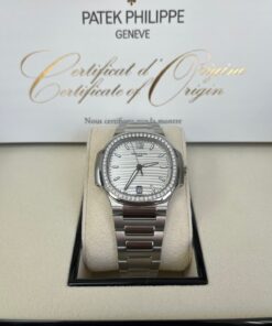 Alternative view of Patek Philippe Nautilus Diamond Bezel Silver Index Dial Reference #7118/1200A-010