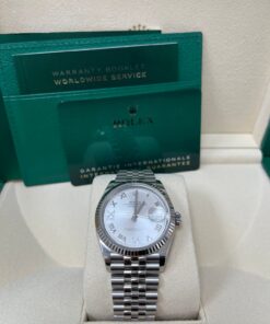 Alternative view of Rolex Datejust 36 Steel Datejust 36mm Fluted Bezel Silver Diamond Roman VI and IX Dial Jubilee 126234