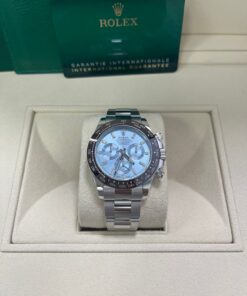 Alternative view of Rolex Daytona Platinum 40mm Ice Blue Diamond Baguette Dial (Ref # 116506)