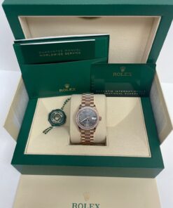 Alternative view of Rolex Everose Gold Datejust 31 Watch - Diamond Bezel - Rhodium Diamond Six Dial - President Bracelet (Reference # 278285RBR)