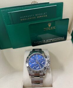 Alternative view of Rolex Daytona White Gold Cosmograph 40 Watch - Blue Index Dial (Ref# 116509)