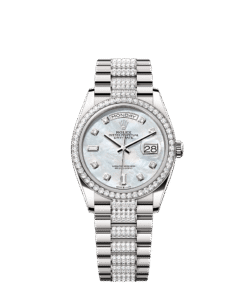 Rolex Day-Date 36 36 mm white gold and diamonds 128349rbr-0014