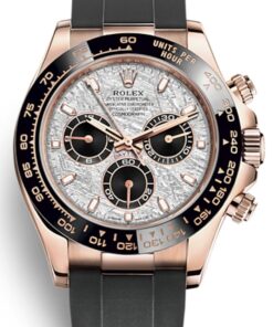 Rolex Daytona Everose Gold Cosmograph Daytona 40 Watch Meteorite Black Index Dial Oysterflex 116515ln